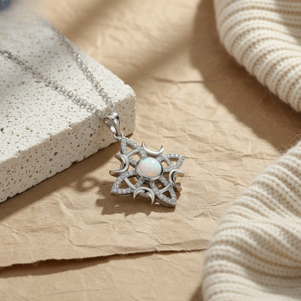 Classy Celtic Opal Star Necklace