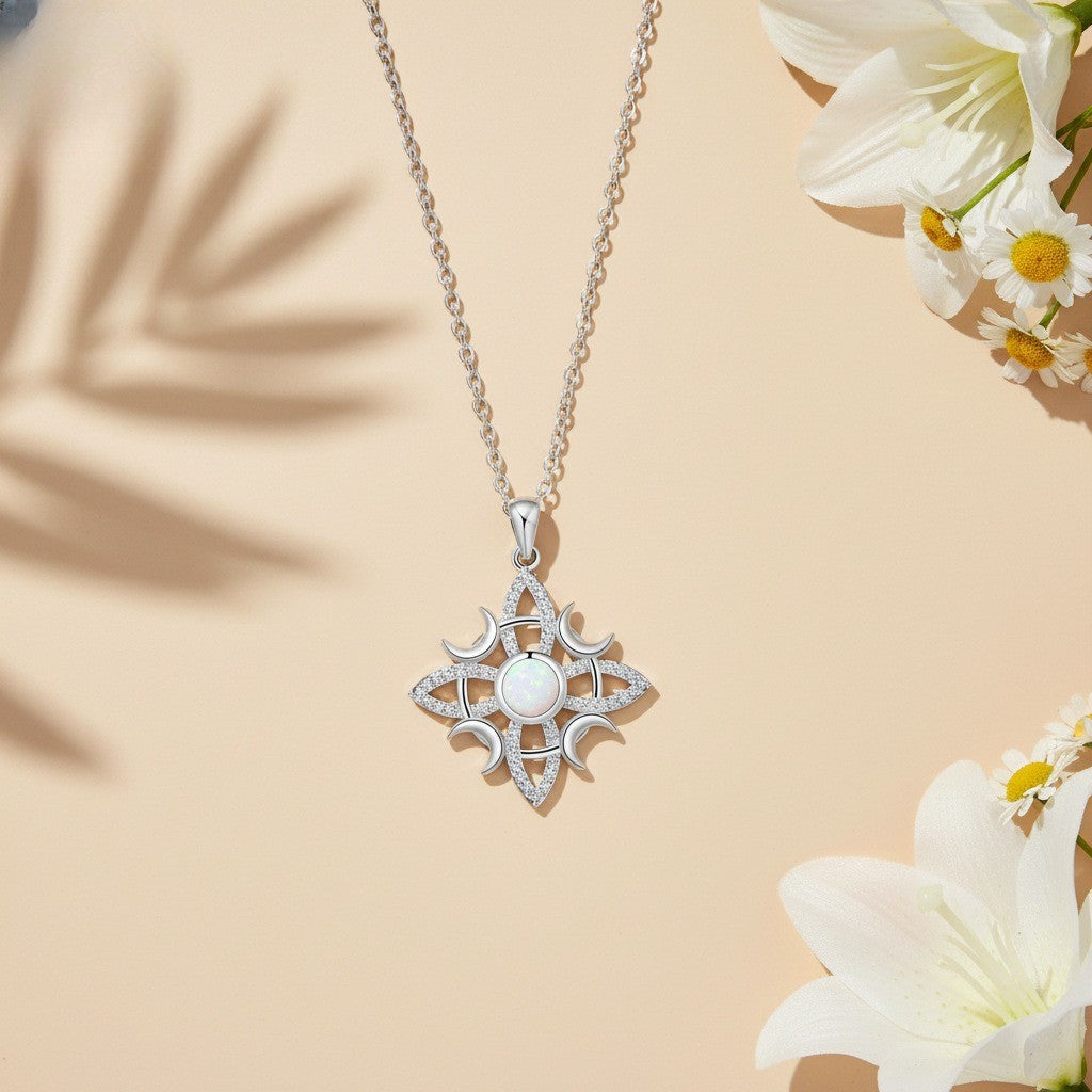 Classy Celtic Opal Star Necklace