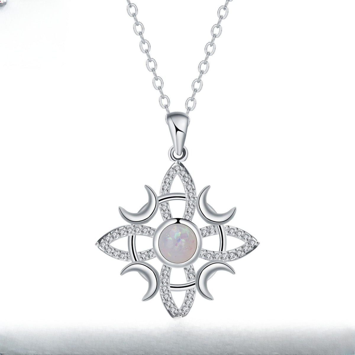 Classy Celtic Opal Star Necklace