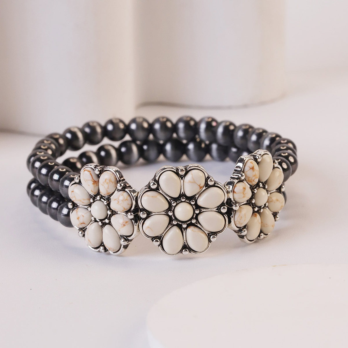 Boho Vintage Turquoise Flower Bracelet