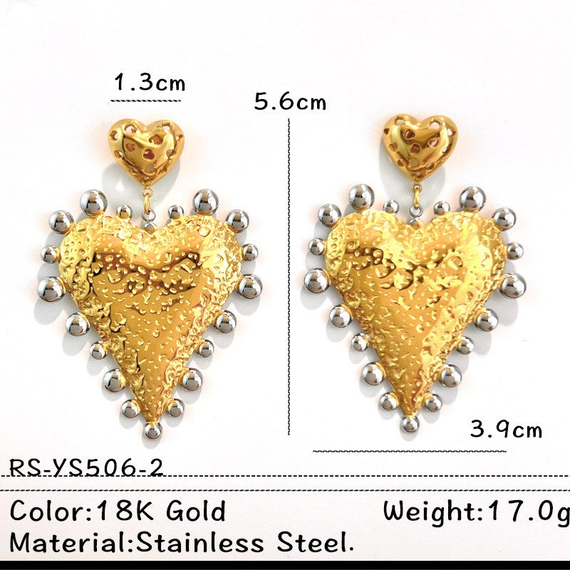 Vintage Textured Pearl & Heart Earring Set