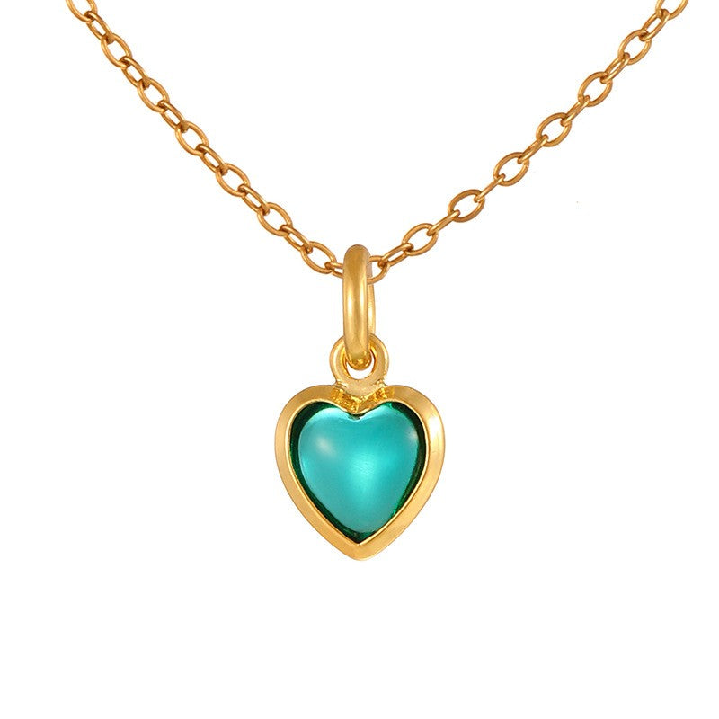 Dainty Rainbow Heart Choker Necklace