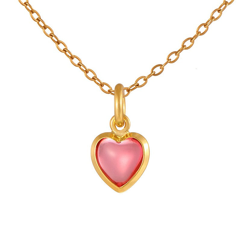Dainty Rainbow Heart Choker Necklace