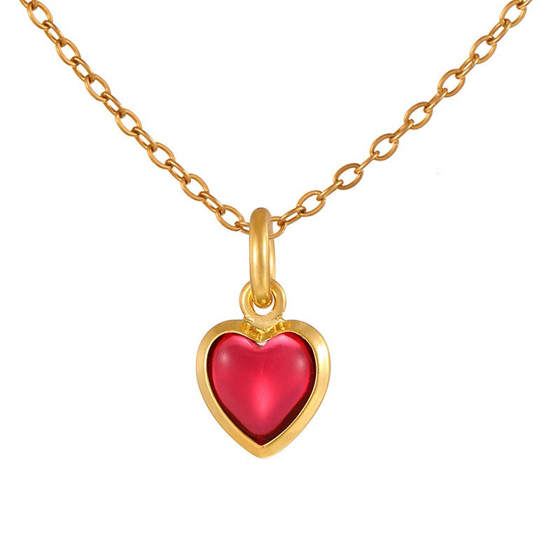 Dainty Rainbow Heart Choker Necklace