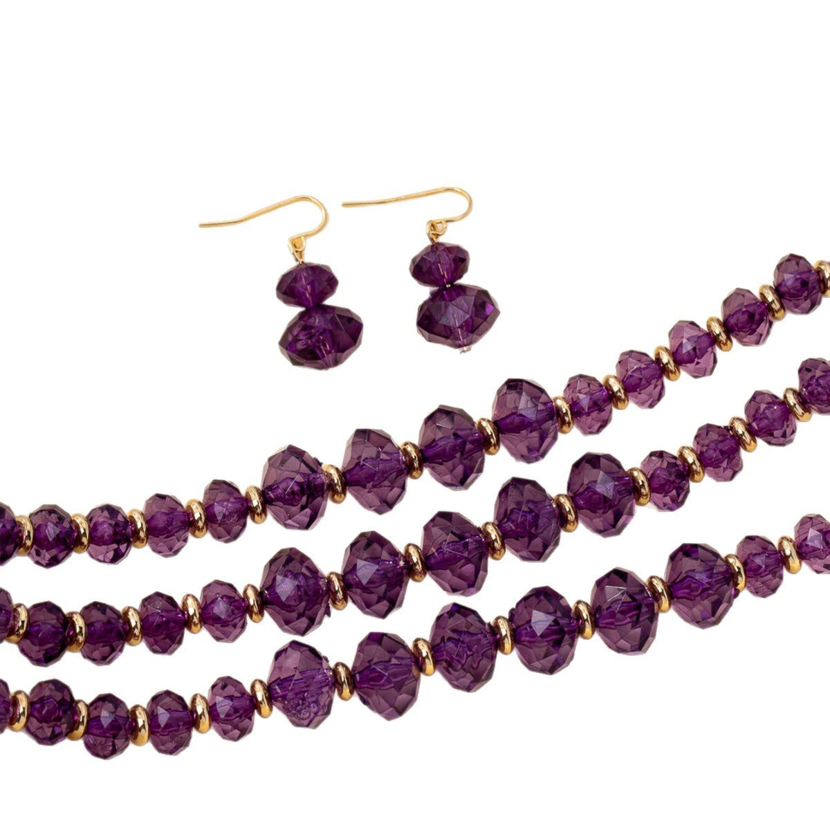 Classy Blue Faceted Bead Necklace & Earring Set
