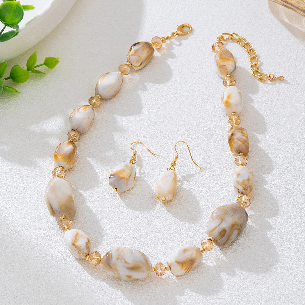 Classy Vintage Irregular Acrylic Necklace & Earring Set