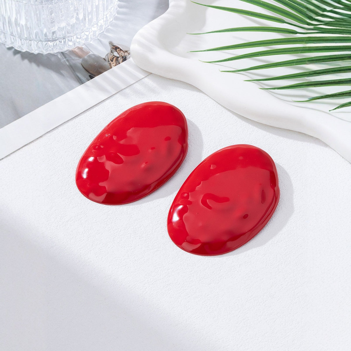 Classy Glossy Oval Statement Earrings