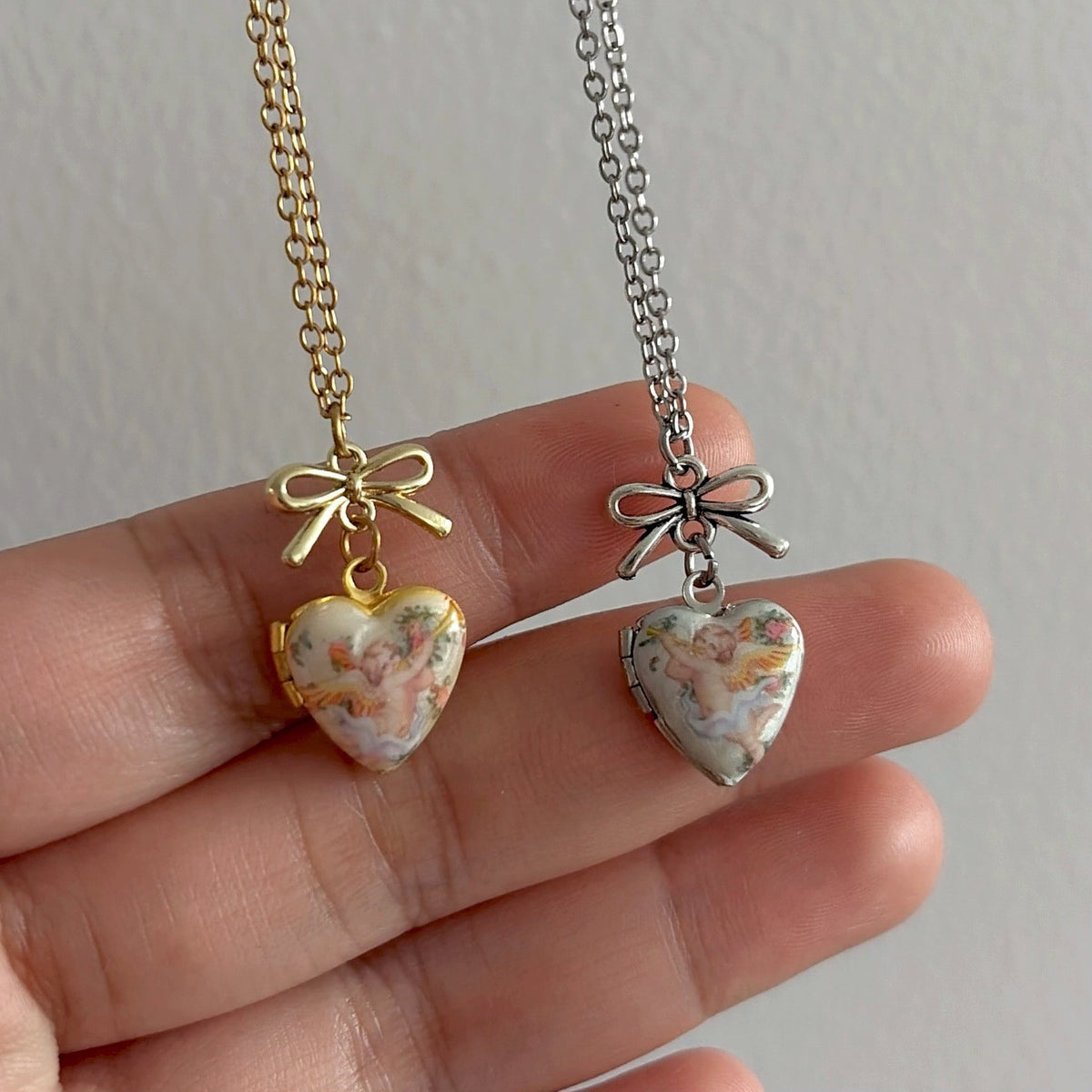 Romantic Cherub Heart Locket Necklace