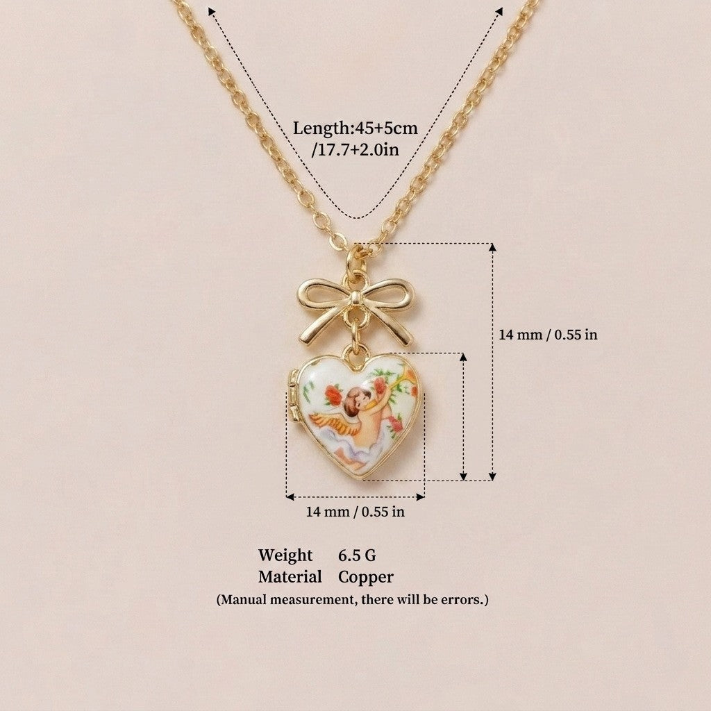 Romantic Cherub Heart Locket Necklace
