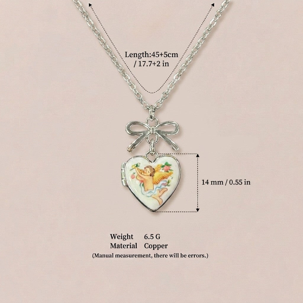Romantic Cherub Heart Locket Necklace