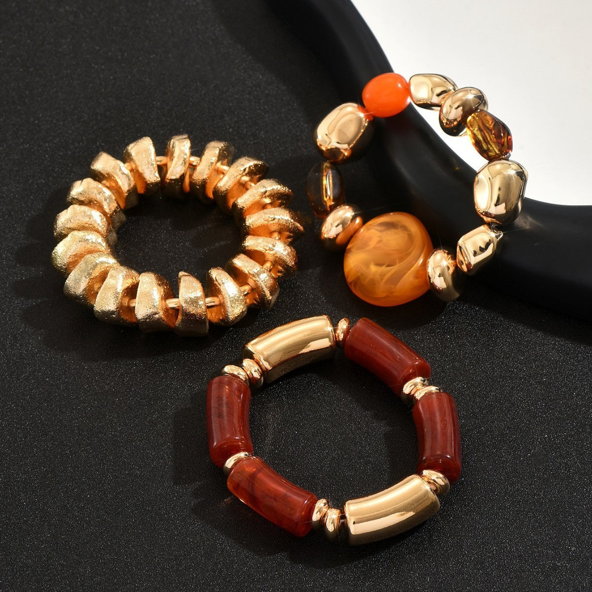 Vintage Amber Acrylic Bracelet Set