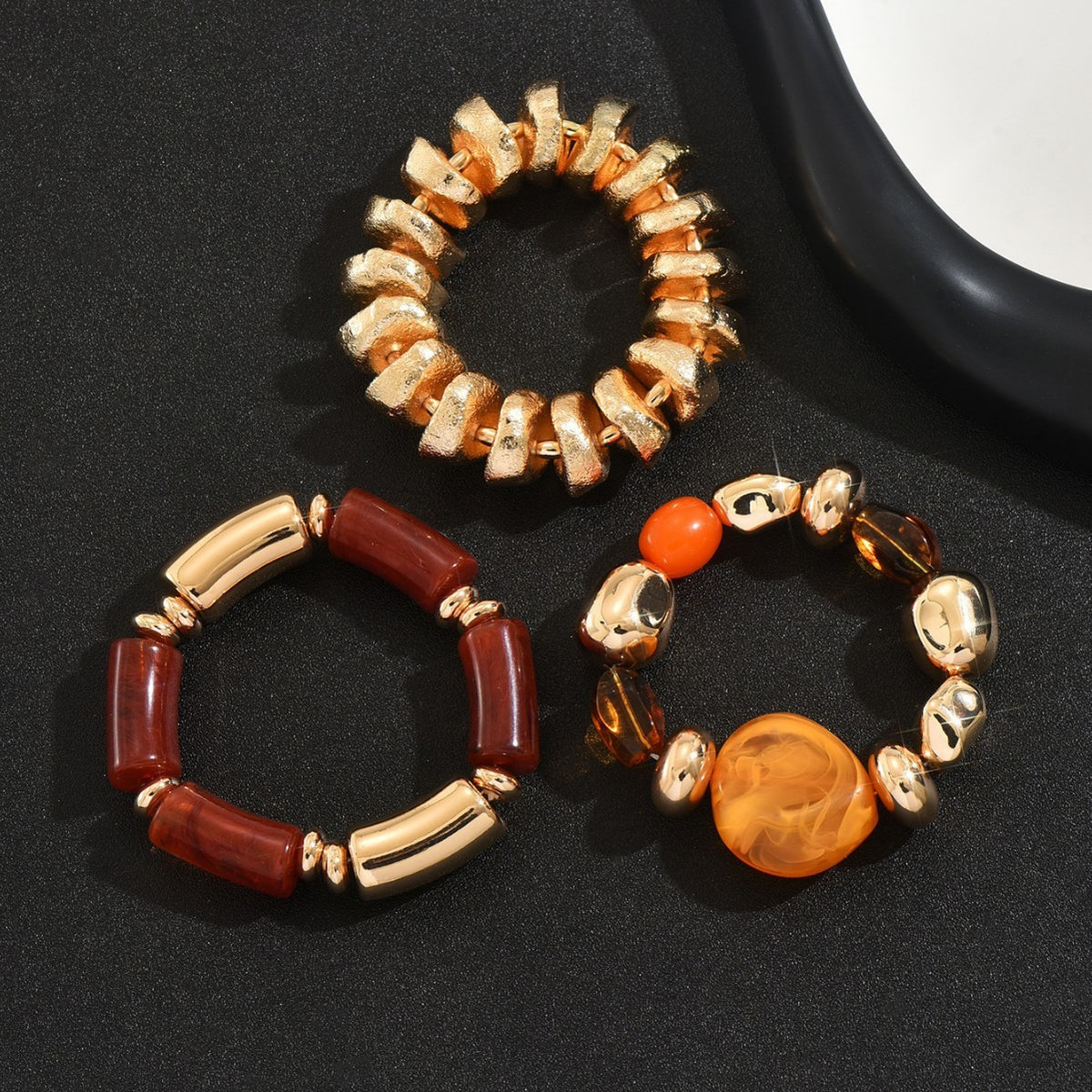 Vintage Amber Acrylic Bracelet Set