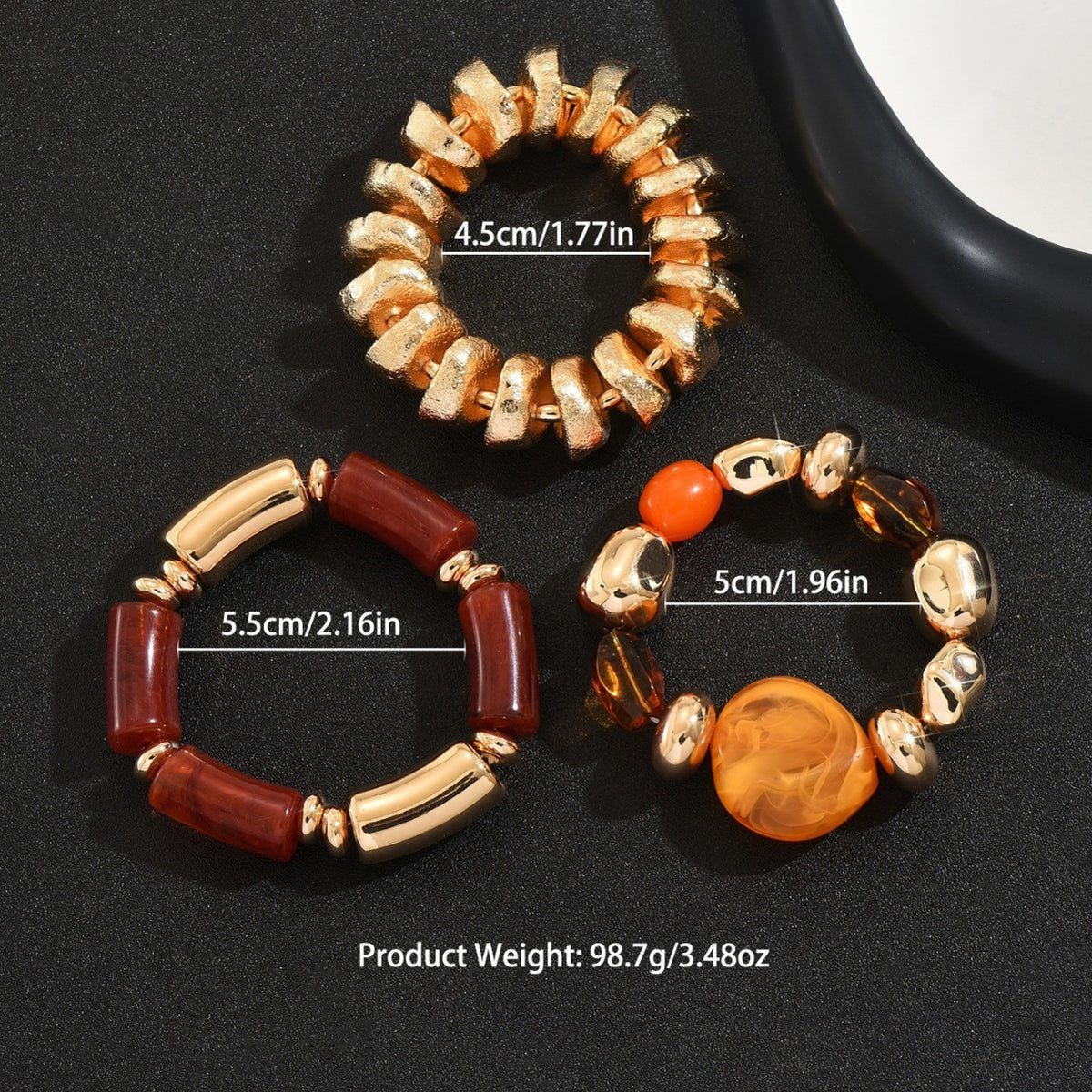 Vintage Amber Acrylic Bracelet Set