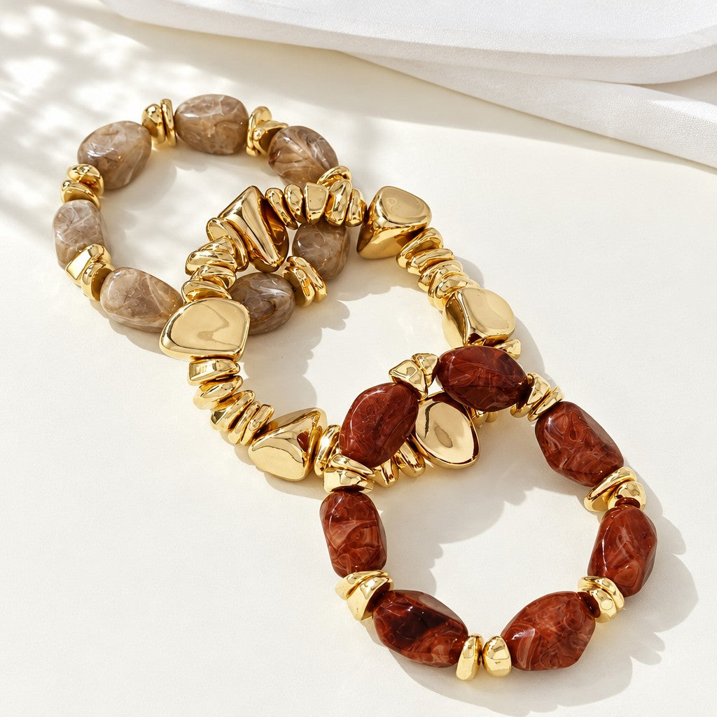 Vintage Amber Acrylic Bracelet Set