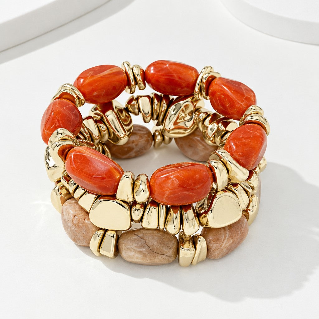 Vintage Amber Acrylic Bracelet Set