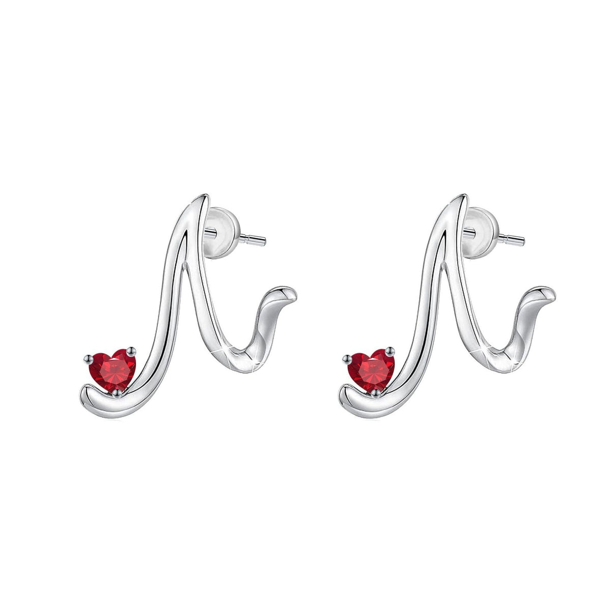 Classy Red Heart Initial Stud Earrings
