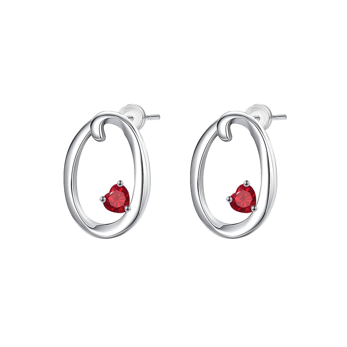 Classy Red Heart Initial Stud Earrings