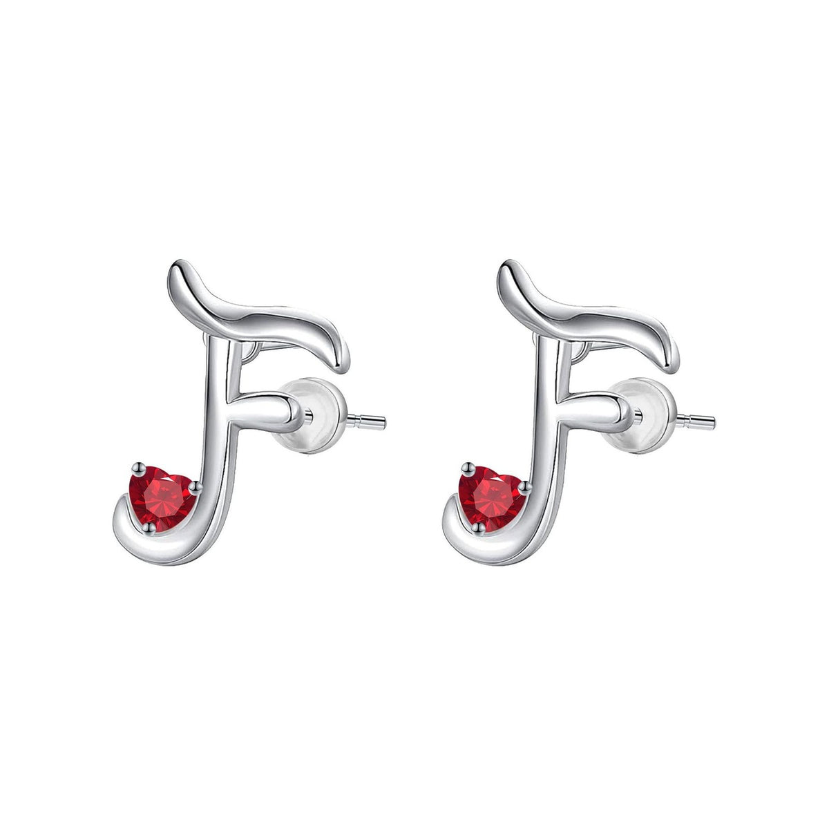 Classy Red Heart Initial Stud Earrings