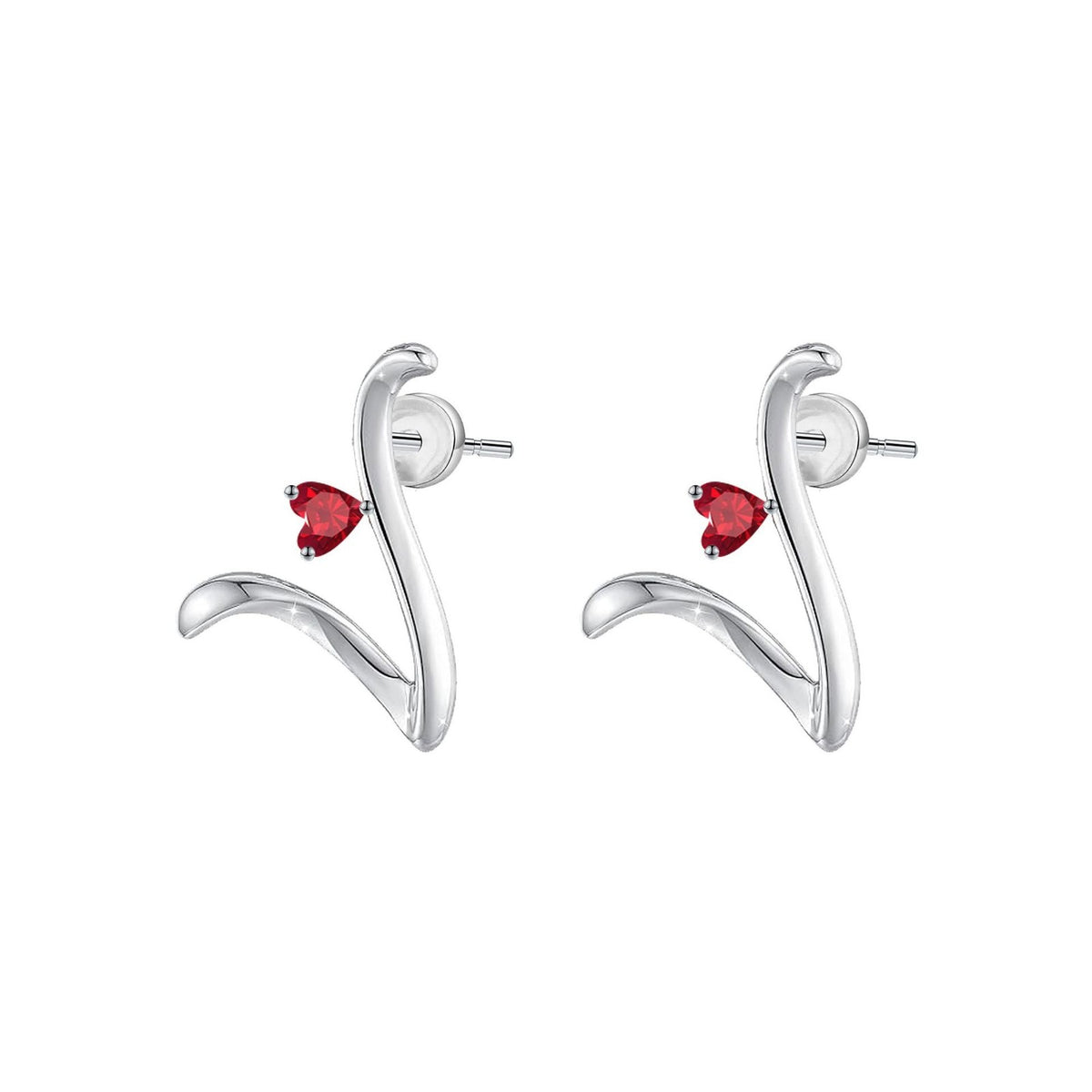 Classy Red Heart Initial Stud Earrings