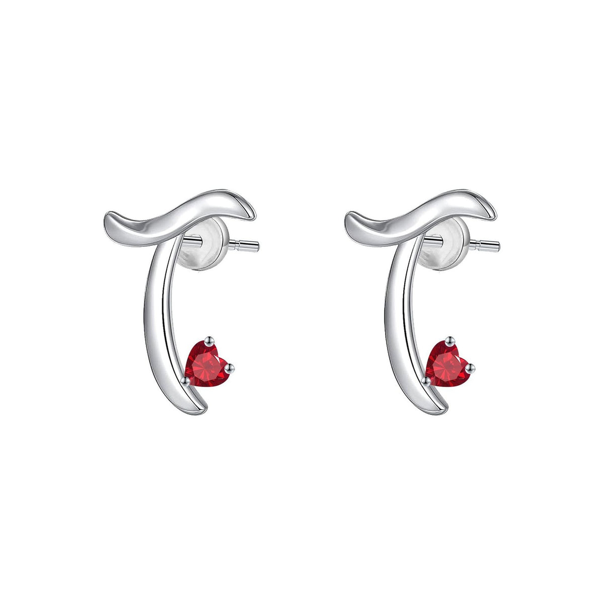 Classy Red Heart Initial Stud Earrings