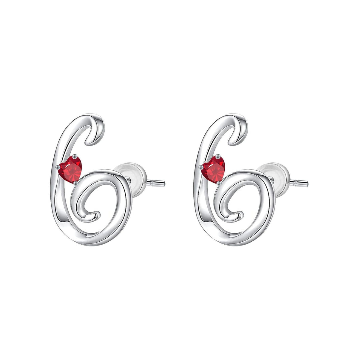 Classy Red Heart Initial Stud Earrings