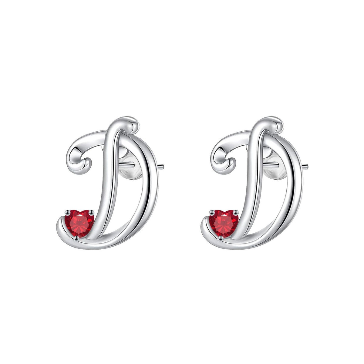 Classy Red Heart Initial Stud Earrings