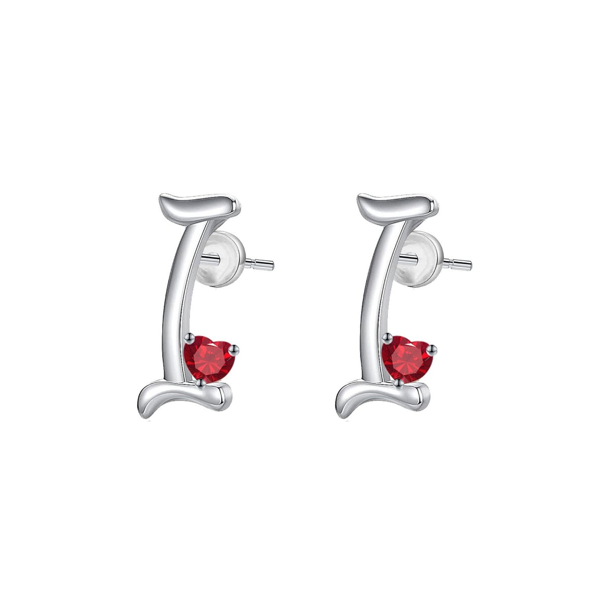 Classy Red Heart Initial Stud Earrings