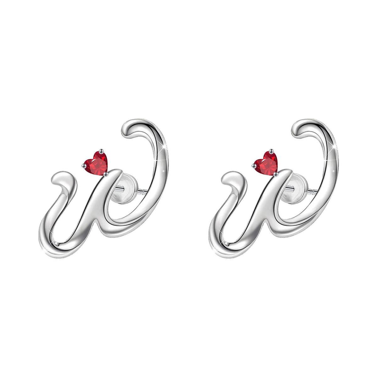 Classy Red Heart Initial Stud Earrings