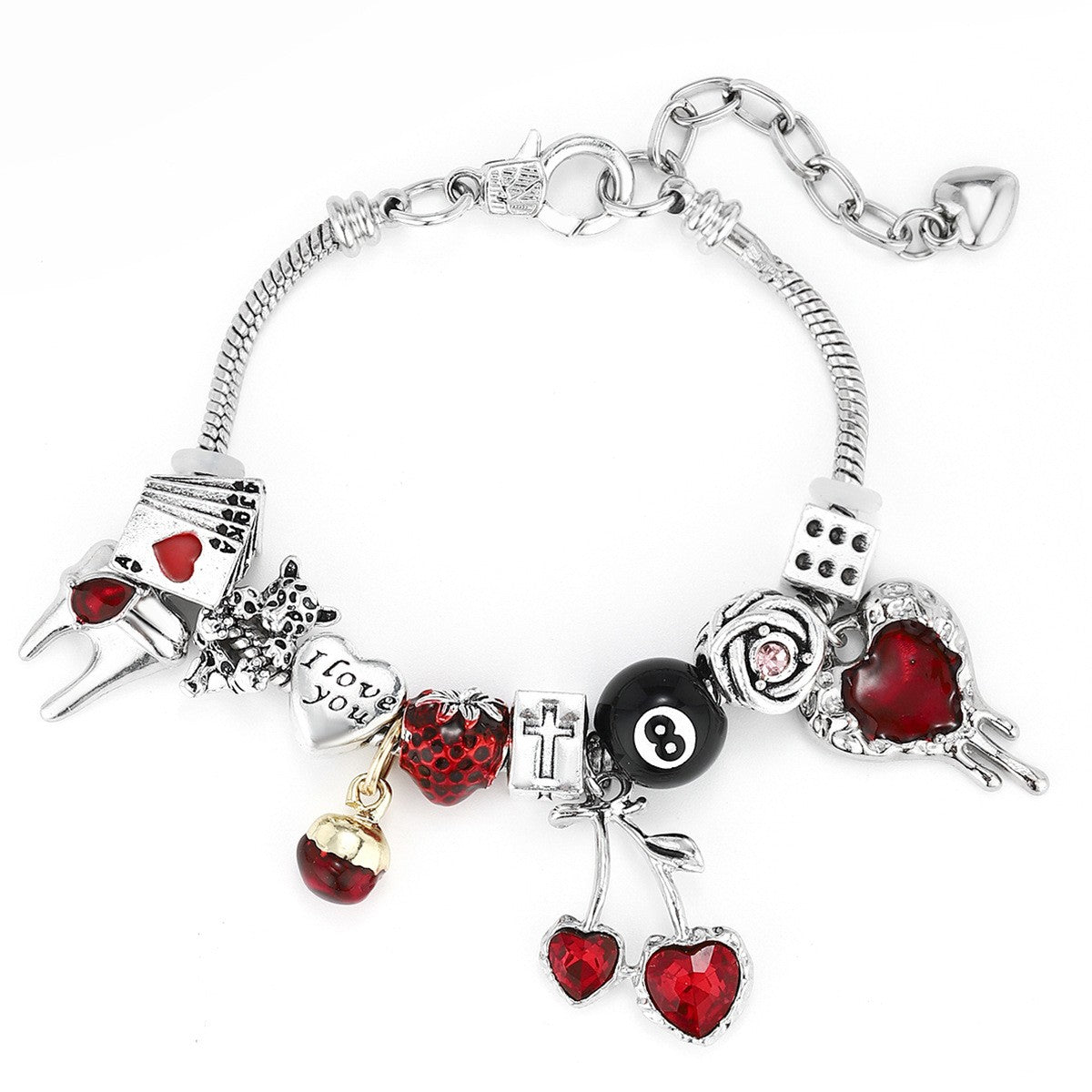Classy Themed Snake Chain Charm Bracelet