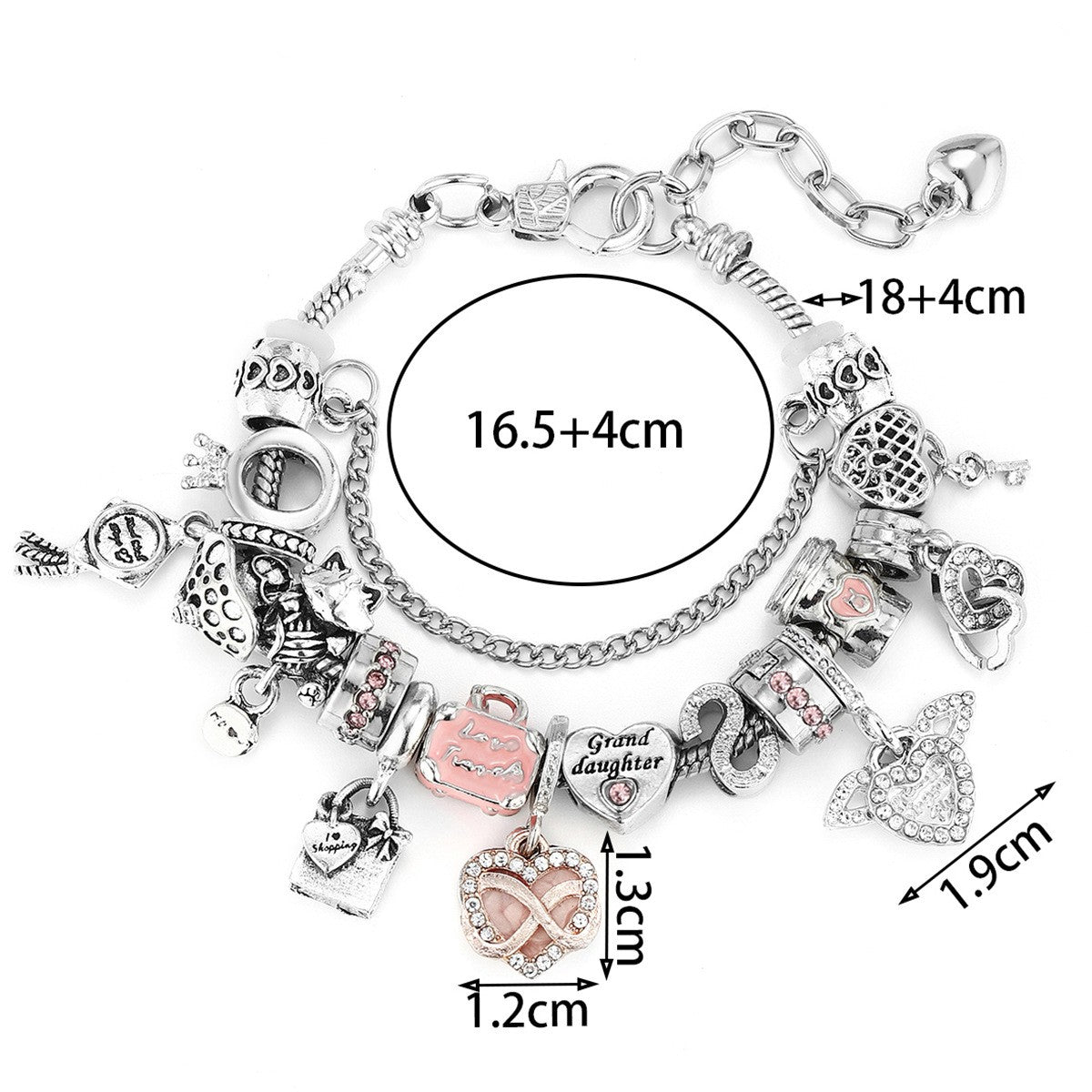Classy Themed Snake Chain Charm Bracelet