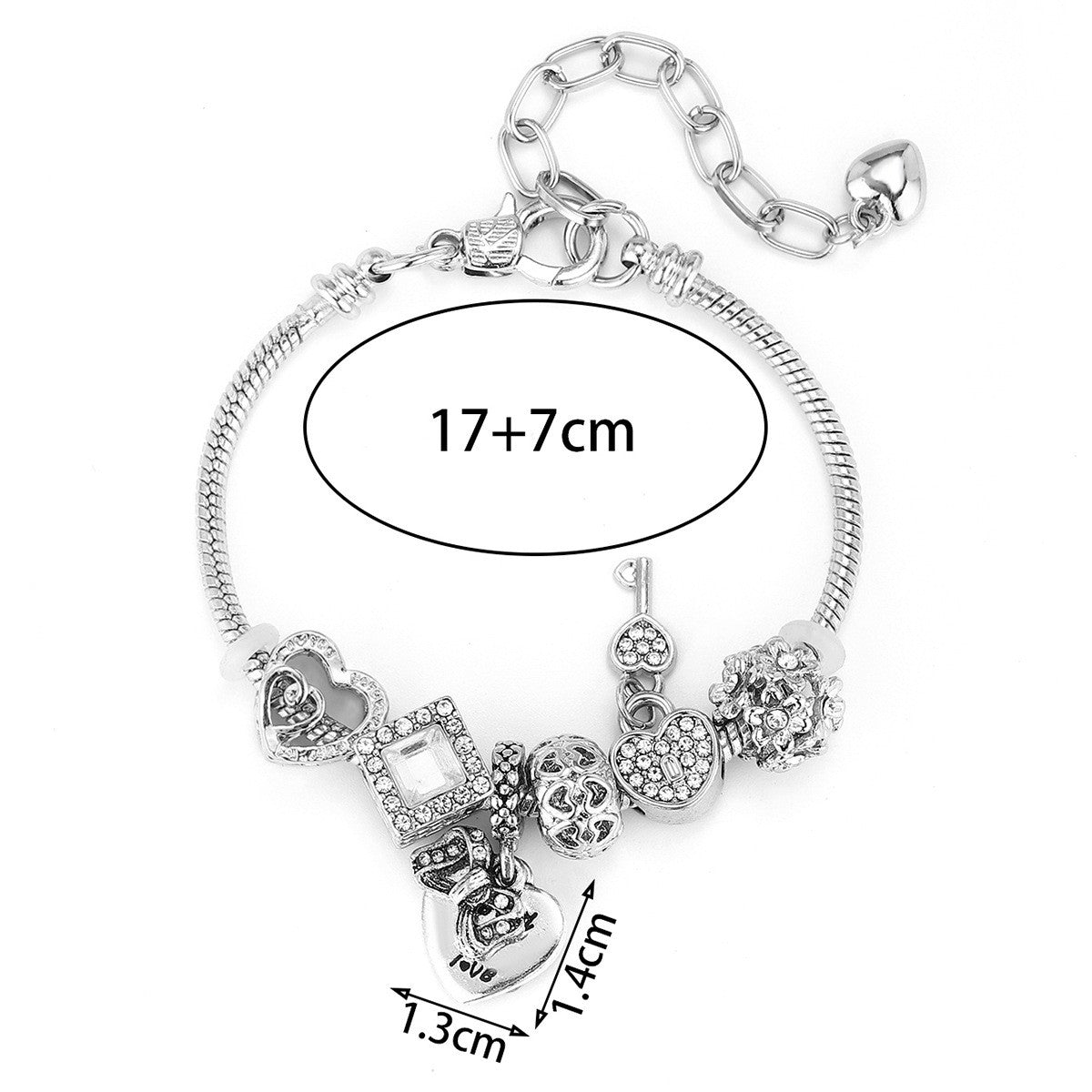 Classy Themed Snake Chain Charm Bracelet