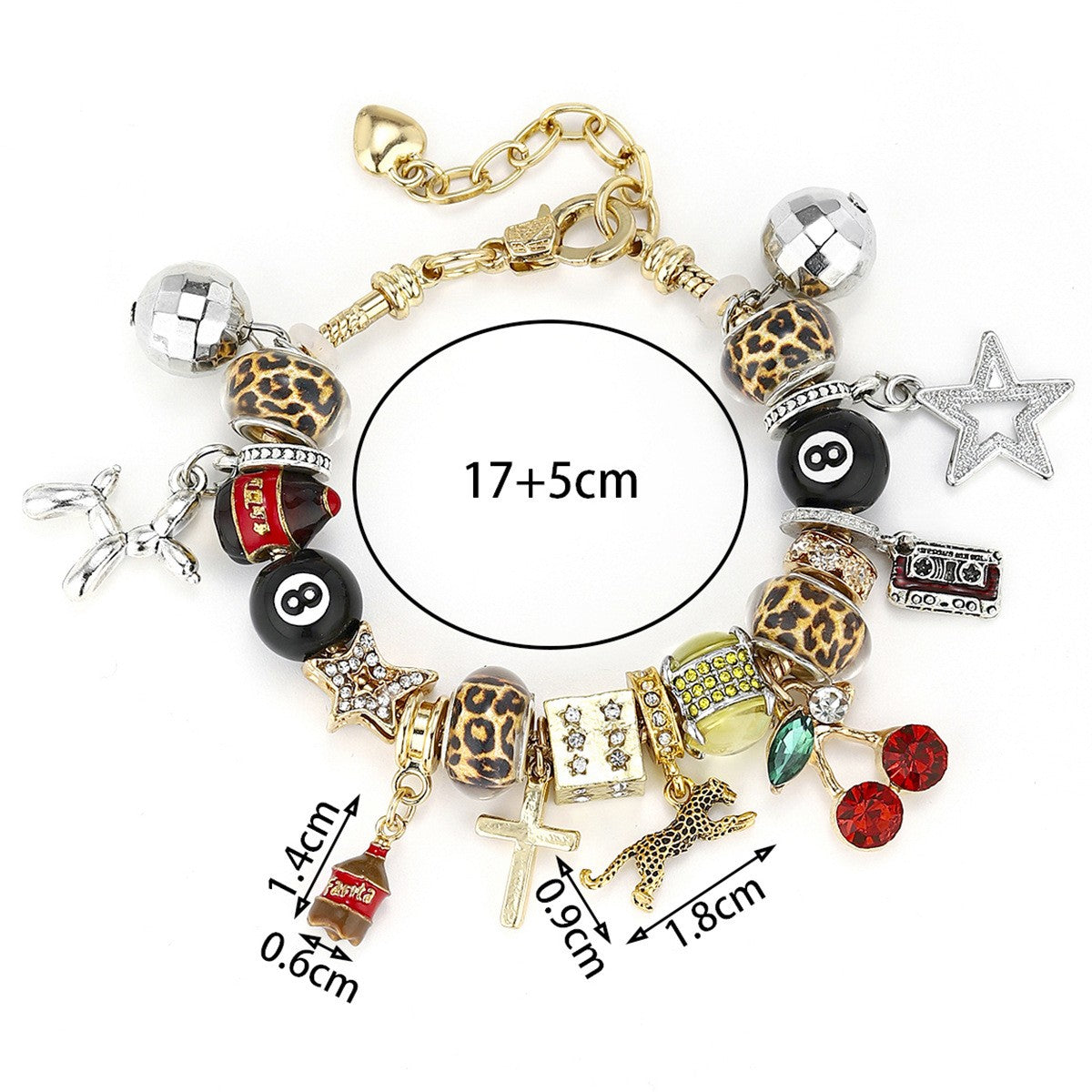 Classy Themed Snake Chain Charm Bracelet