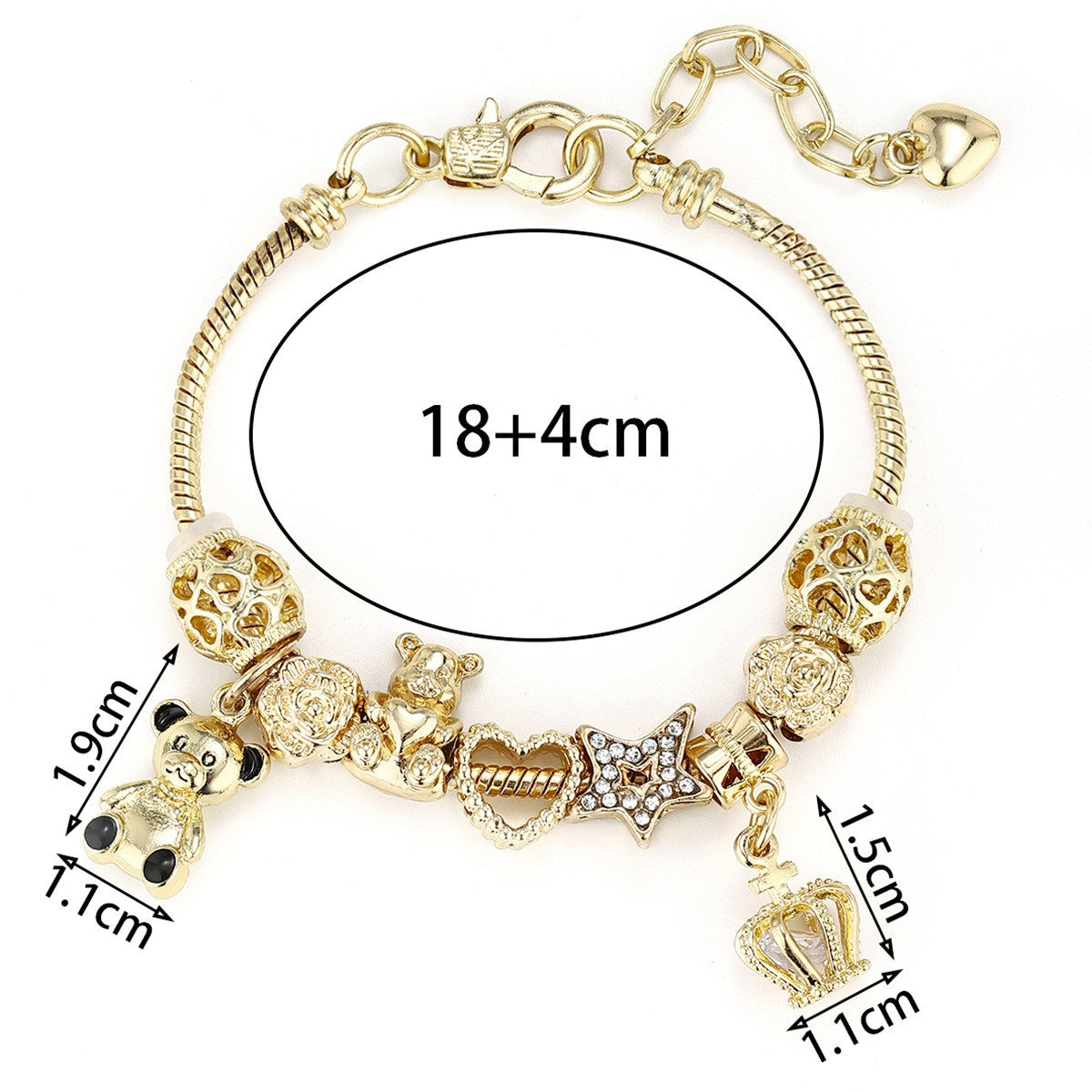 Classy Themed Snake Chain Charm Bracelet