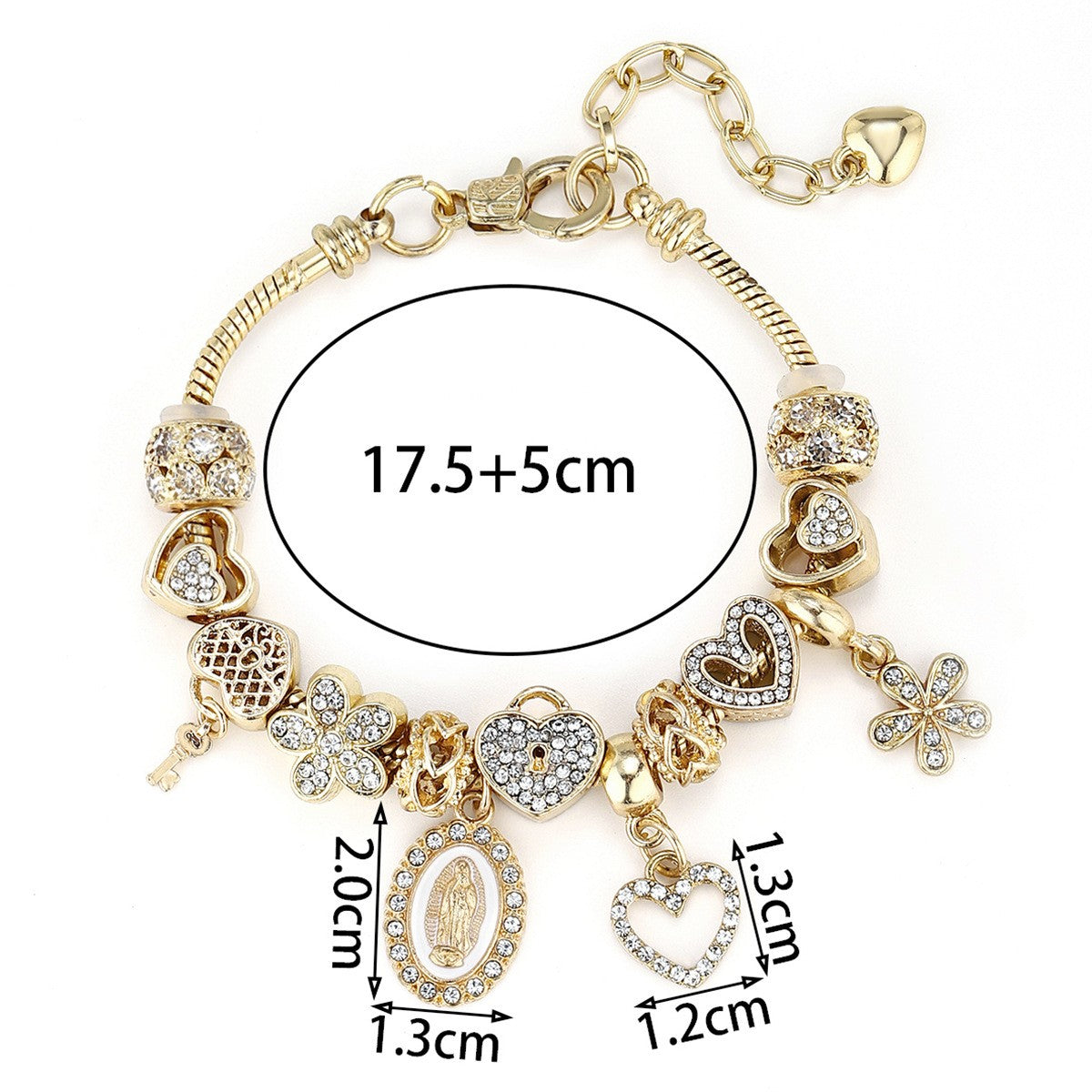 Classy Themed Snake Chain Charm Bracelet