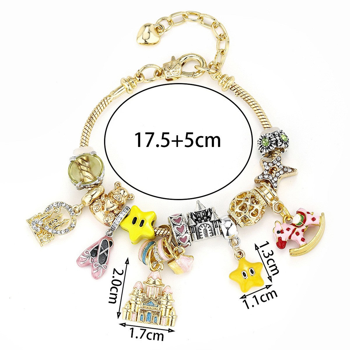 Classy Themed Snake Chain Charm Bracelet