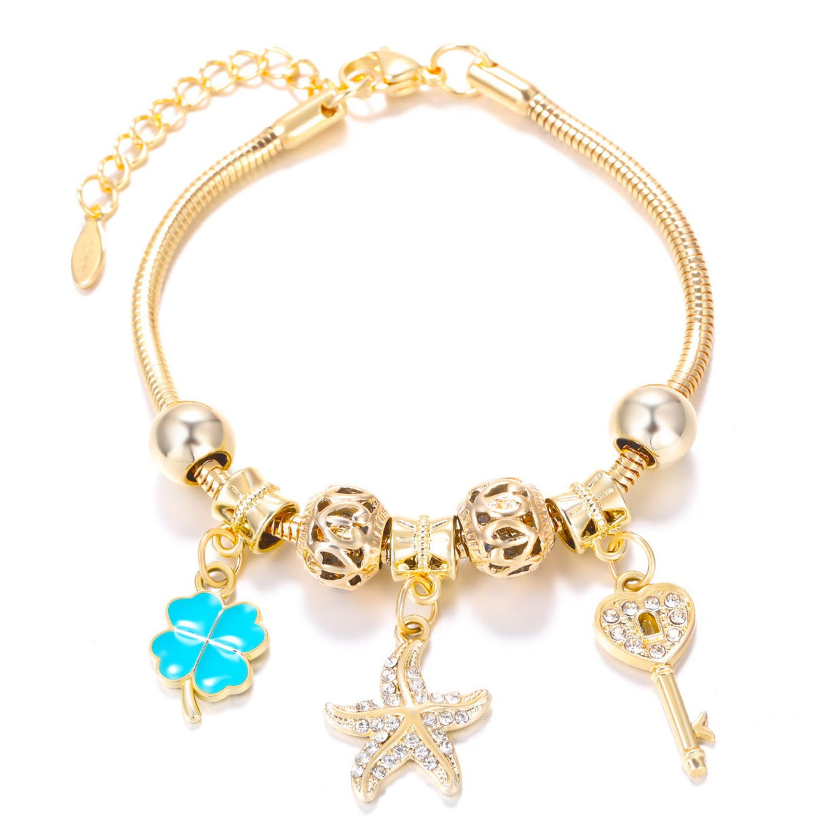 Dainty Fairy Flower Charm Snake Chain Bracelet