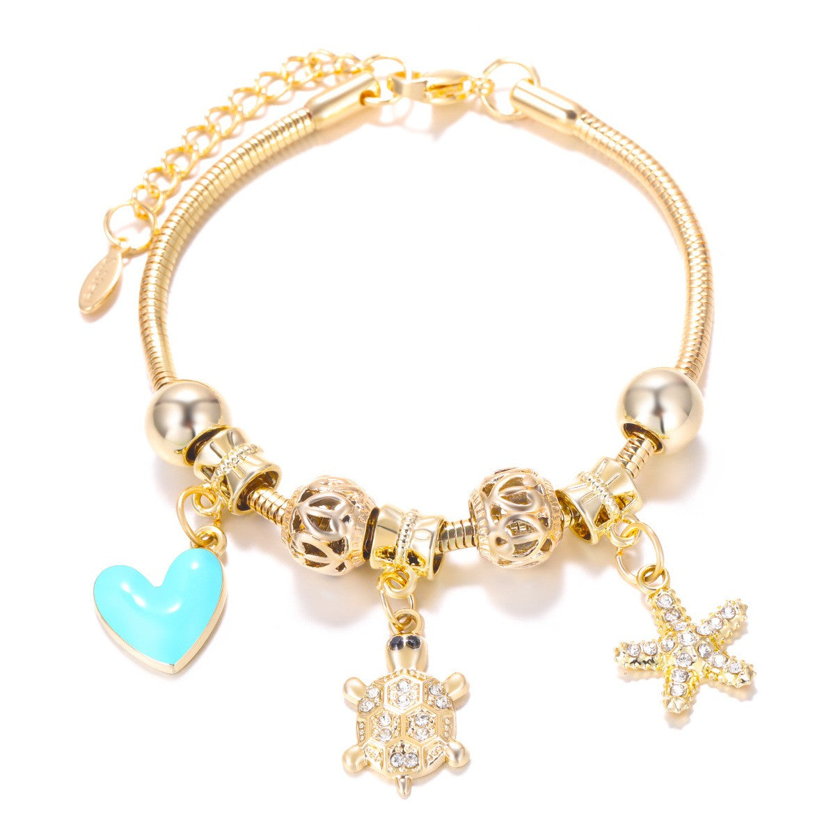 Dainty Fairy Flower Charm Snake Chain Bracelet