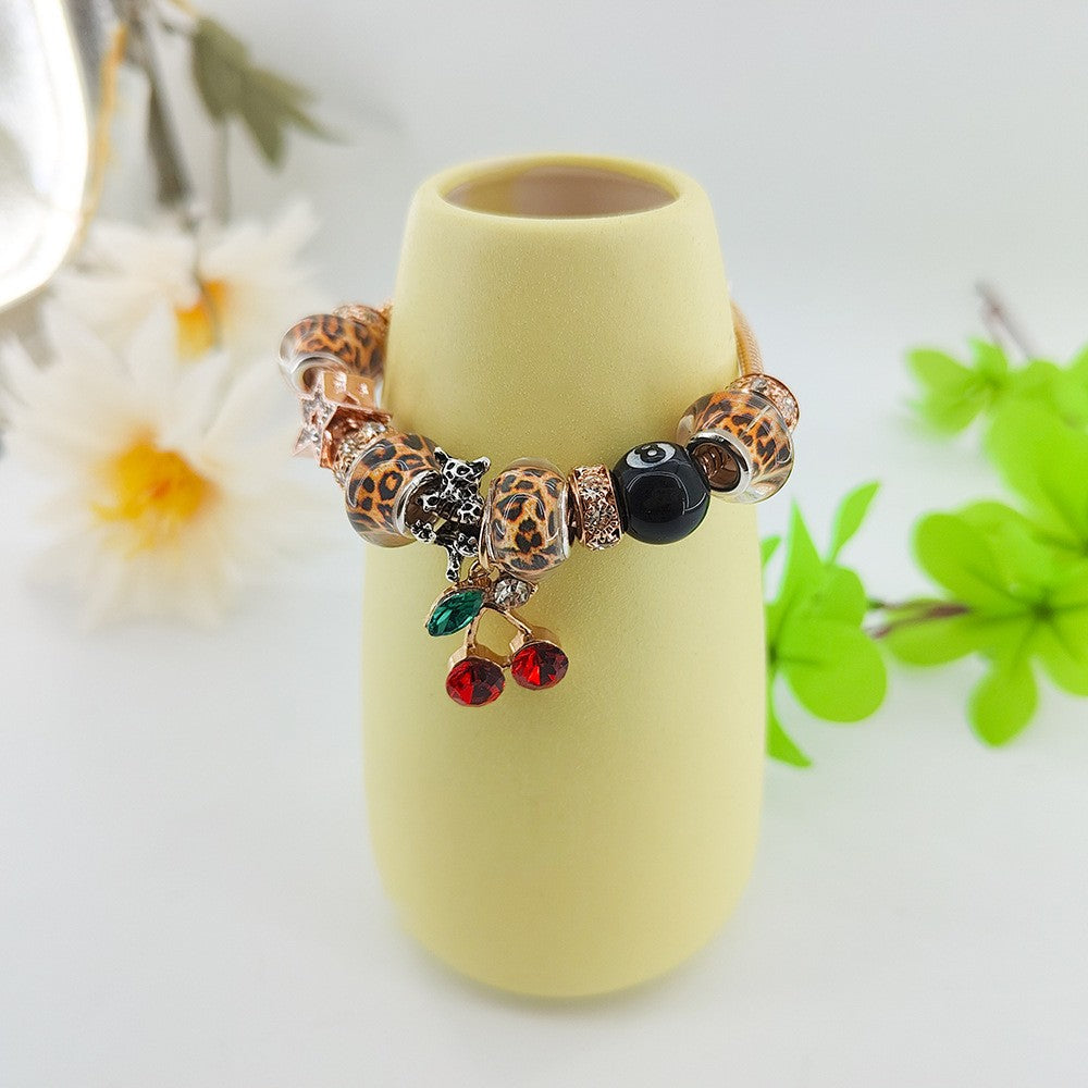 Classy Leopard Print Charm Bracelet