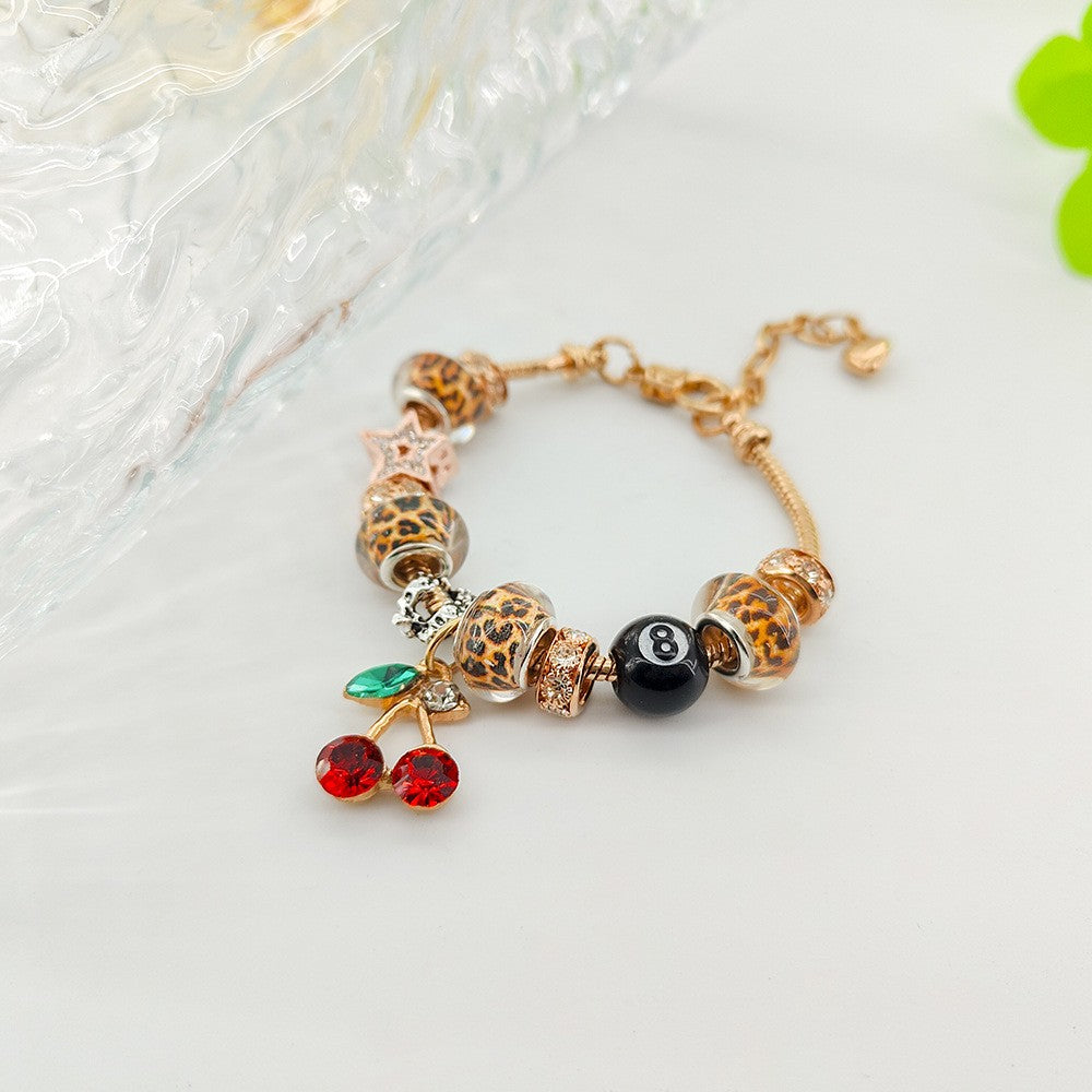 Classy Leopard Print Charm Bracelet