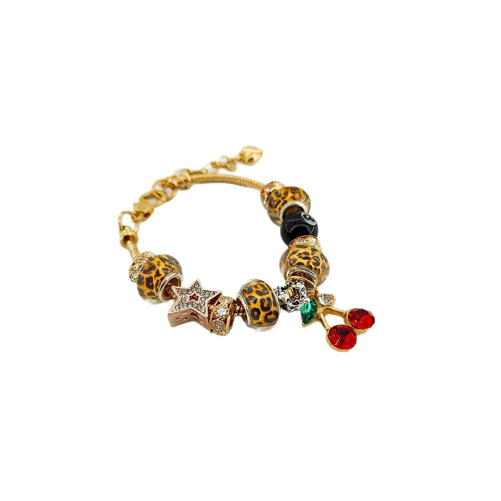 Classy Leopard Print Charm Bracelet