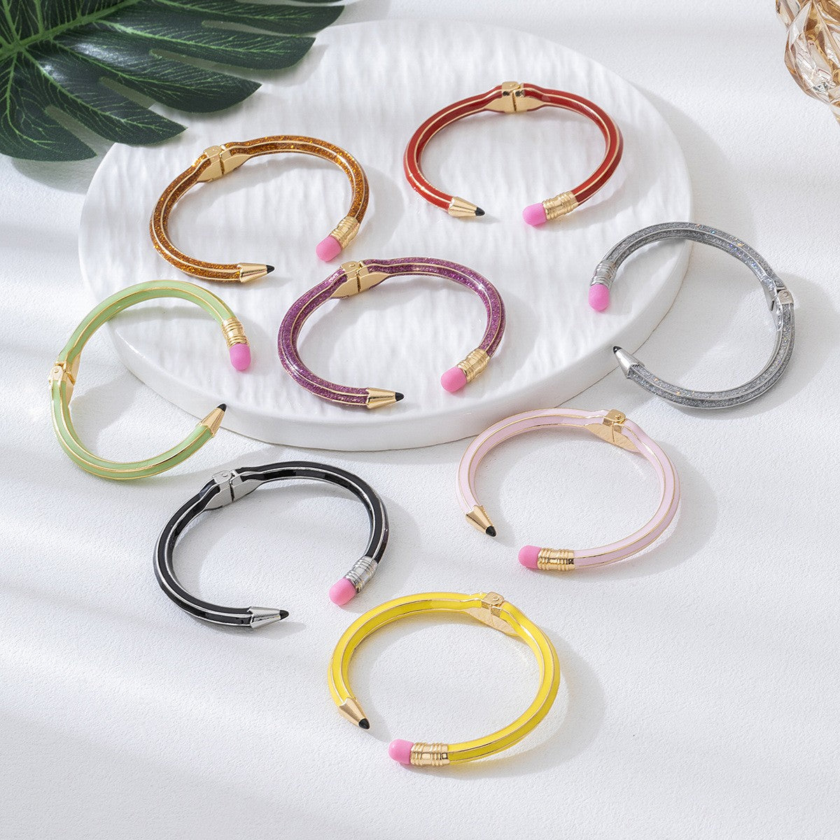 Classy Pencil Motif Open Cuff Bracelet