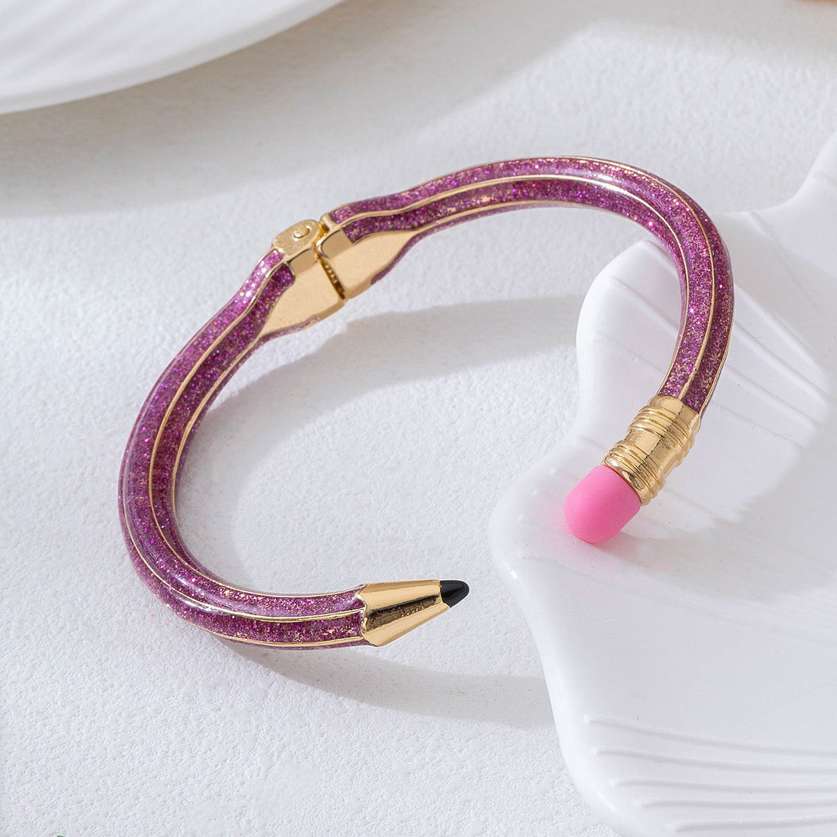 Classy Pencil Motif Open Cuff Bracelet