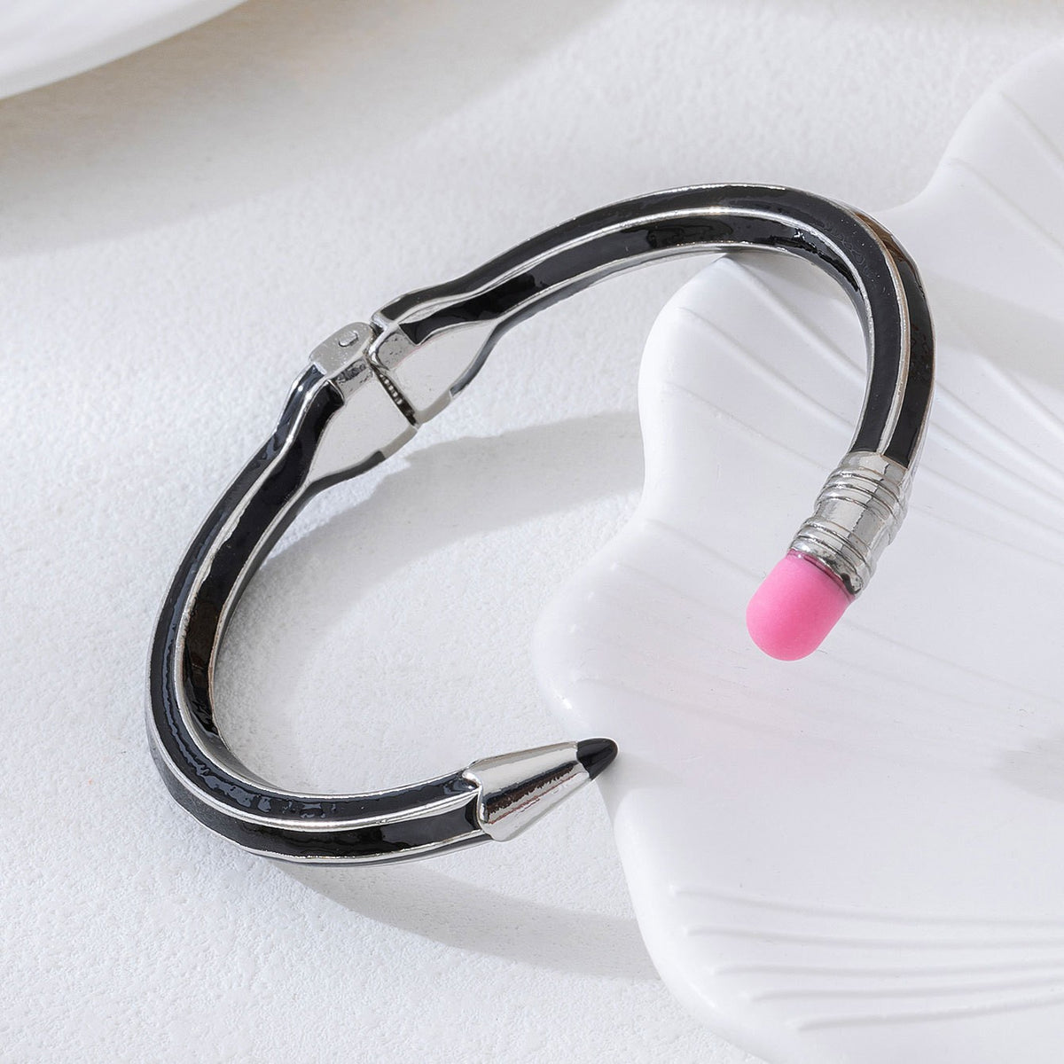 Classy Pencil Motif Open Cuff Bracelet