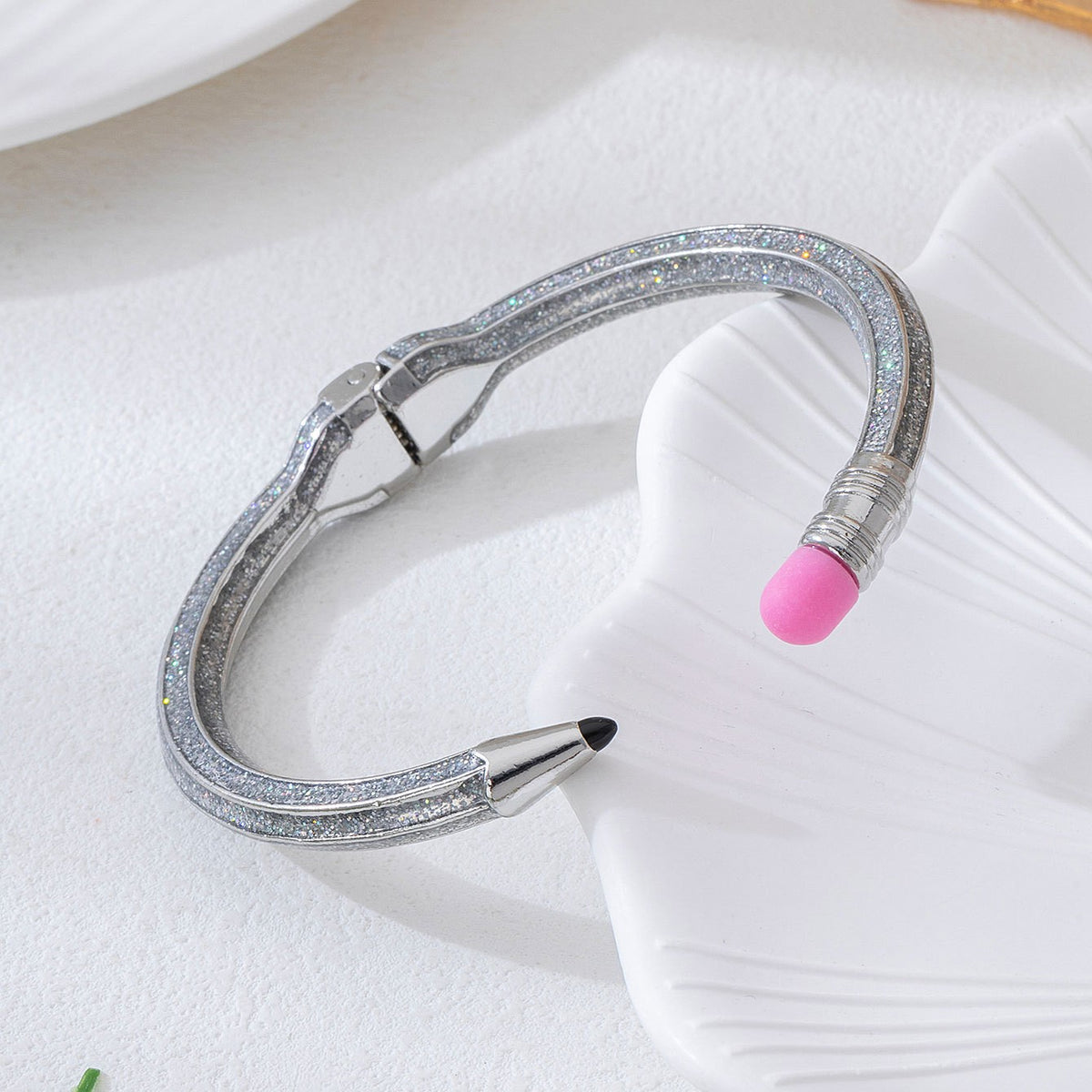 Classy Pencil Motif Open Cuff Bracelet