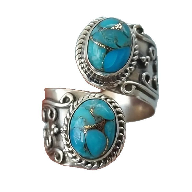 Boho Vintage Turquoise Open Ring