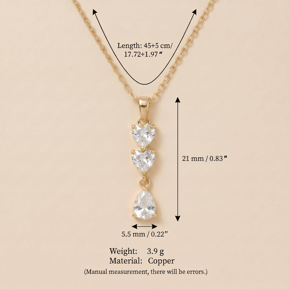 Dainty Layered Heart Y-Necklace