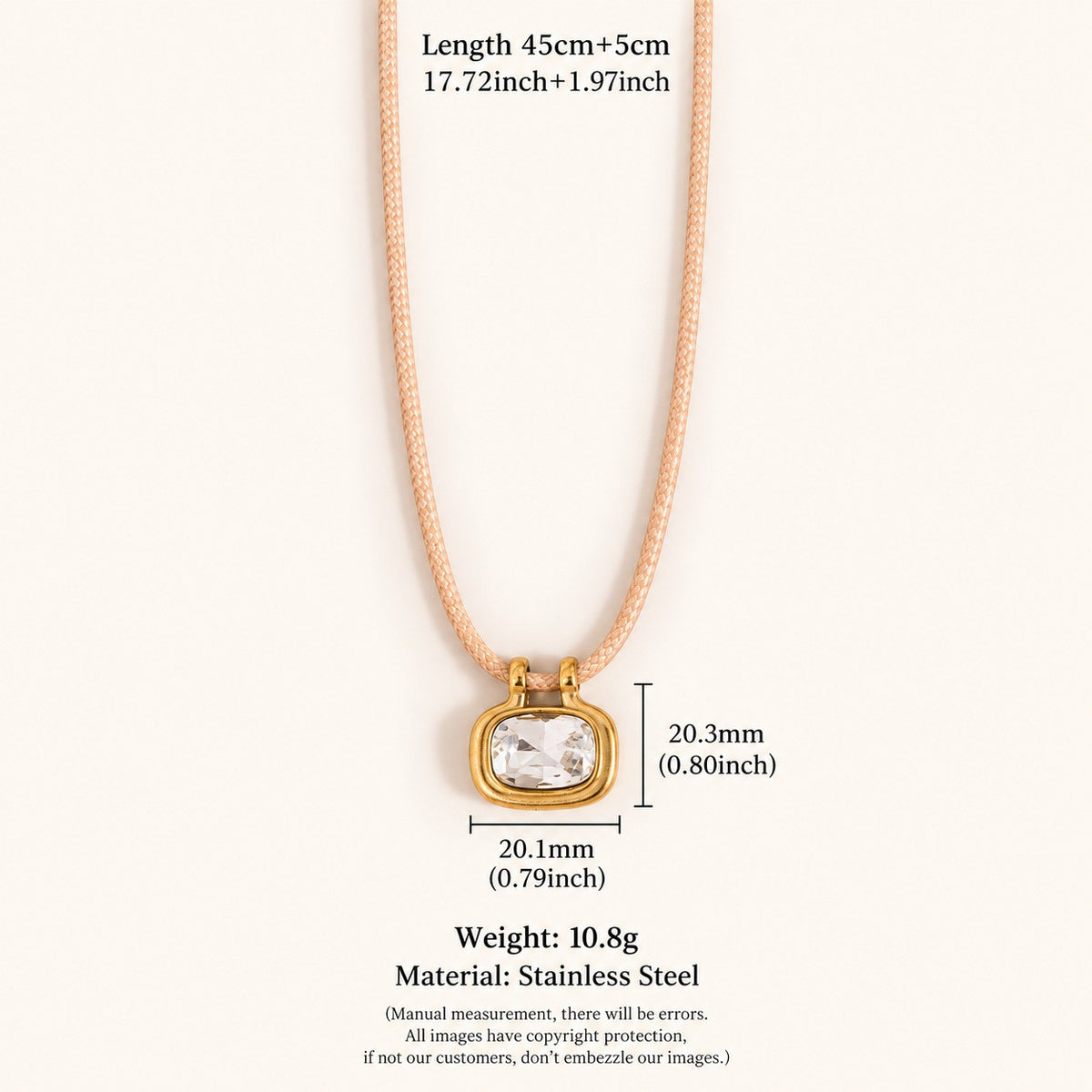 Boho Layered Square Crystal Cord Necklace