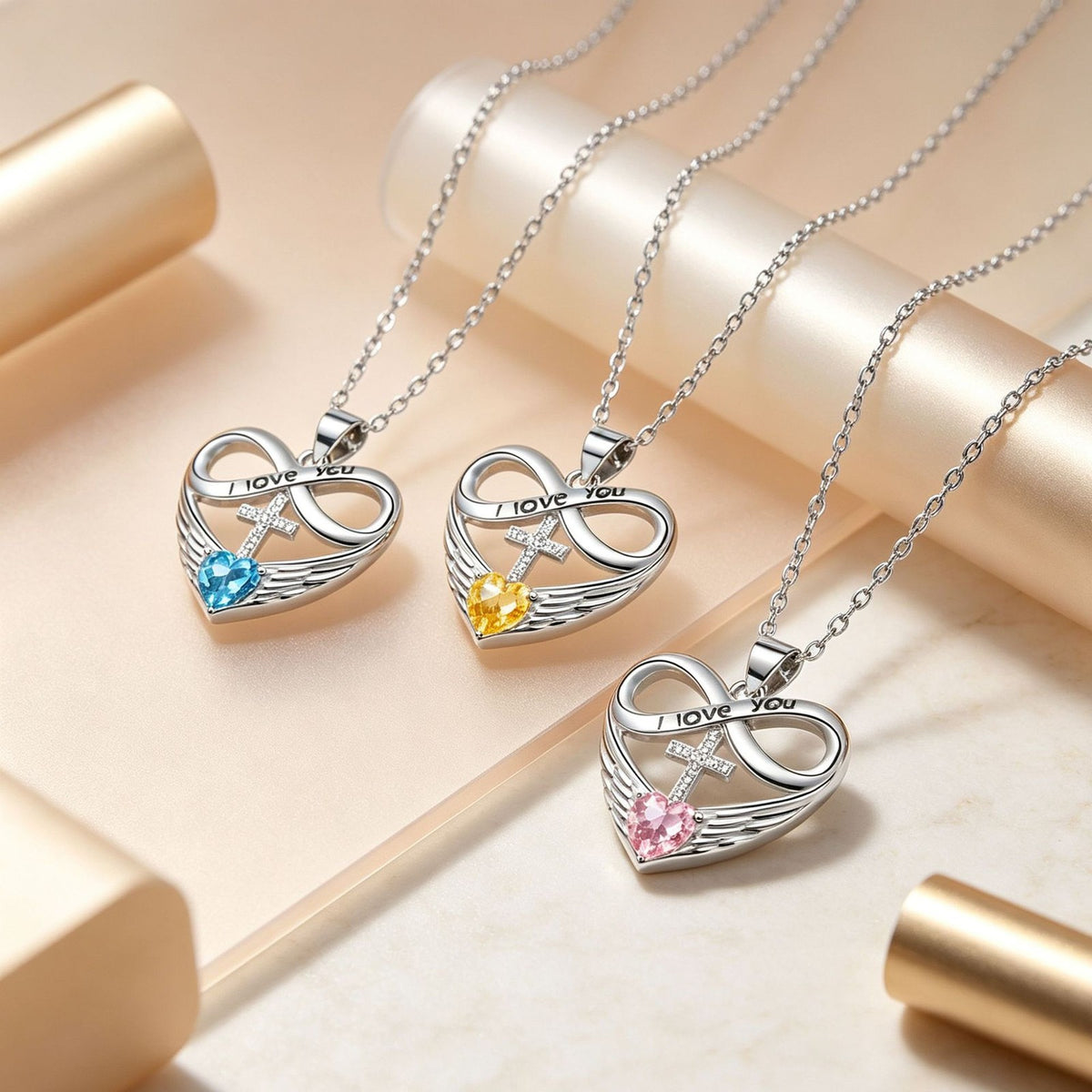 Romantic Infinity Cross & Heart Necklace
