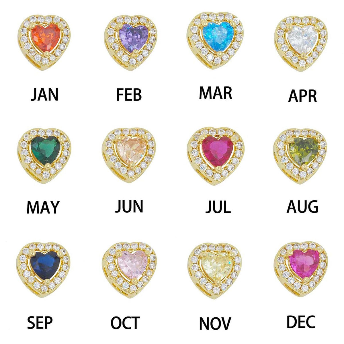18k Dainty Heart Birthstone Initial Necklace