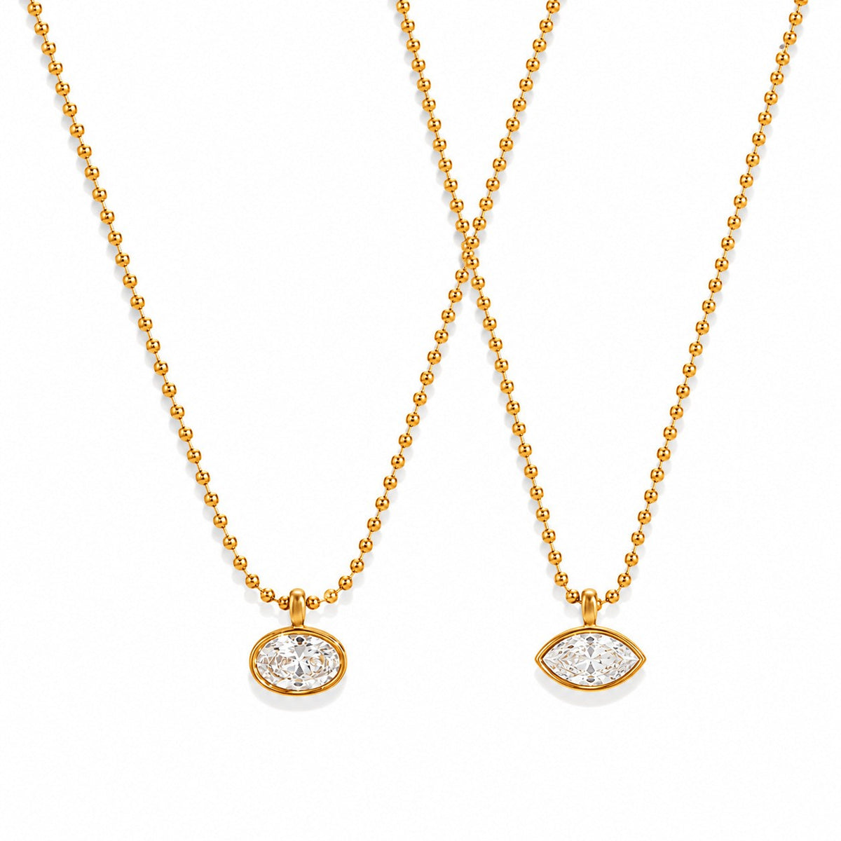 Dainty Geometric Crystal Beaded Necklace